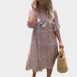 Vestido midi con elegantes rayas