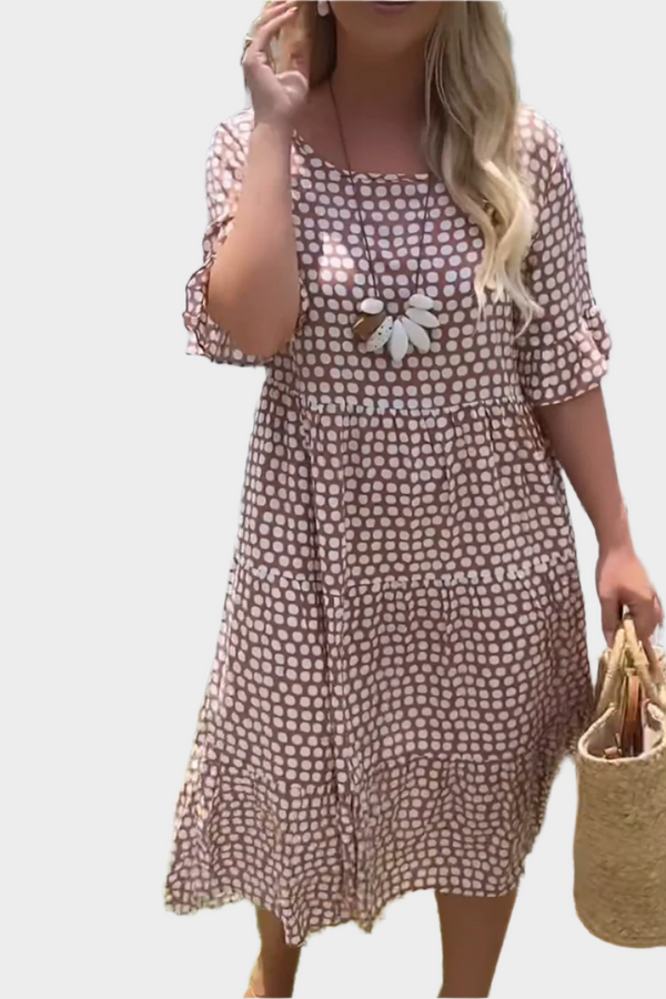 Vestido midi con elegantes rayas