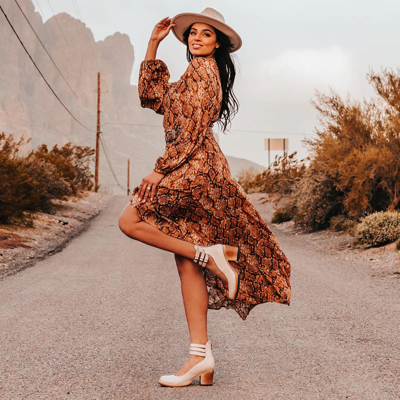 Ever - Tacones gruesos de punta redonda para mujer