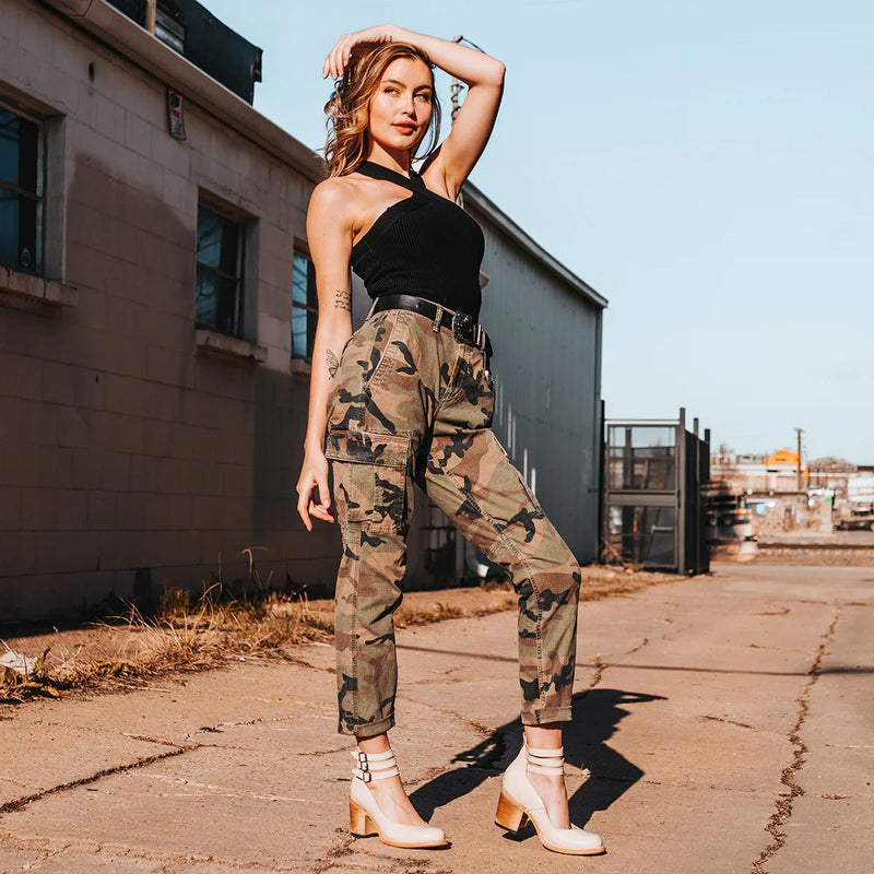 Ever - Tacones gruesos de punta redonda para mujer