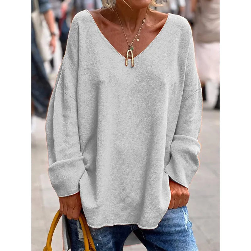 NORA - BLUSA CASUAL CHIC CON CUELLO EN V 