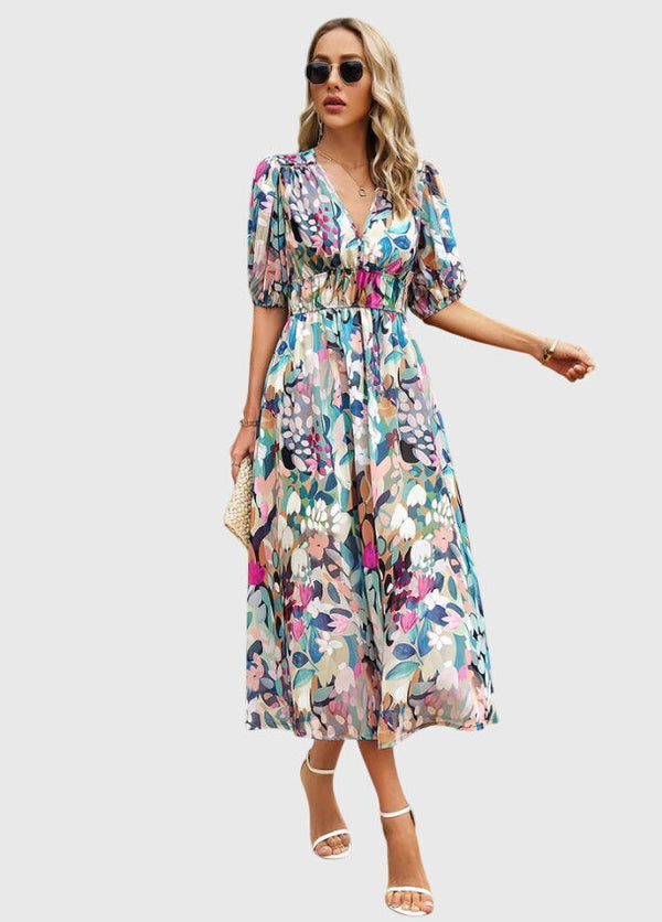 Merlín™ | Vestido midi floral favorecedor