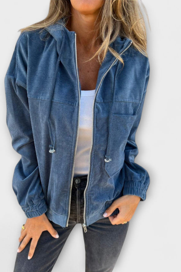 Ella - Chaqueta de pana con capucha y cremallera