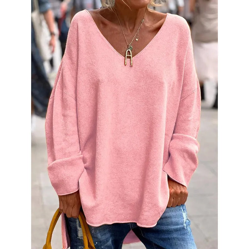 NORA - BLUSA CASUAL CHIC CON CUELLO EN V 