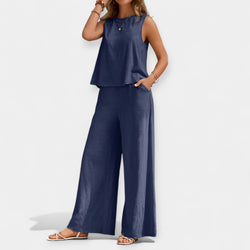 Conjunto de Top sin mangas y pantalón ancho