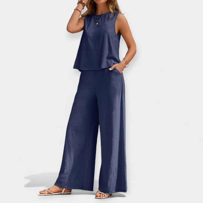 Conjunto de Top sin mangas y pantalón ancho