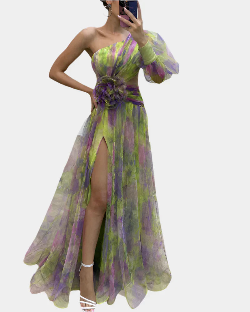 Vestido romántico con abertura