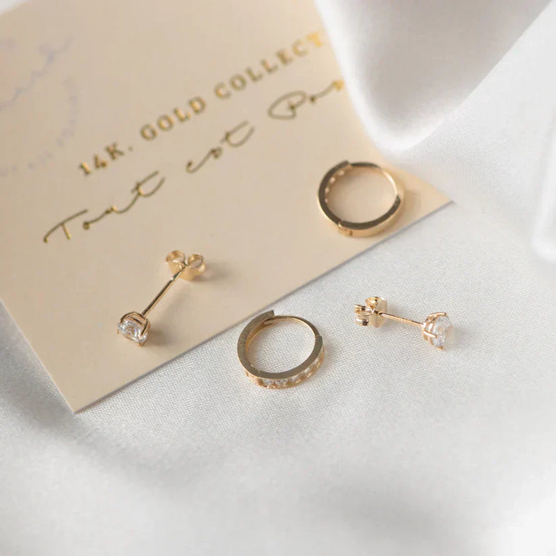Juego de pendientes de piedra Dara Brillane | Oro
