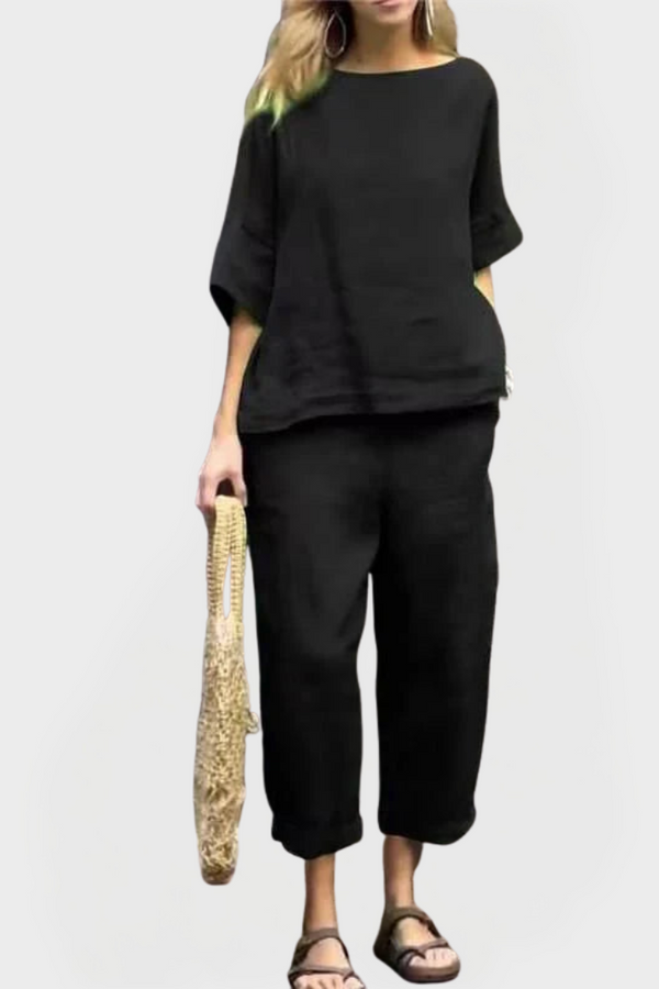 Conjunto de vestido con estampados naturales