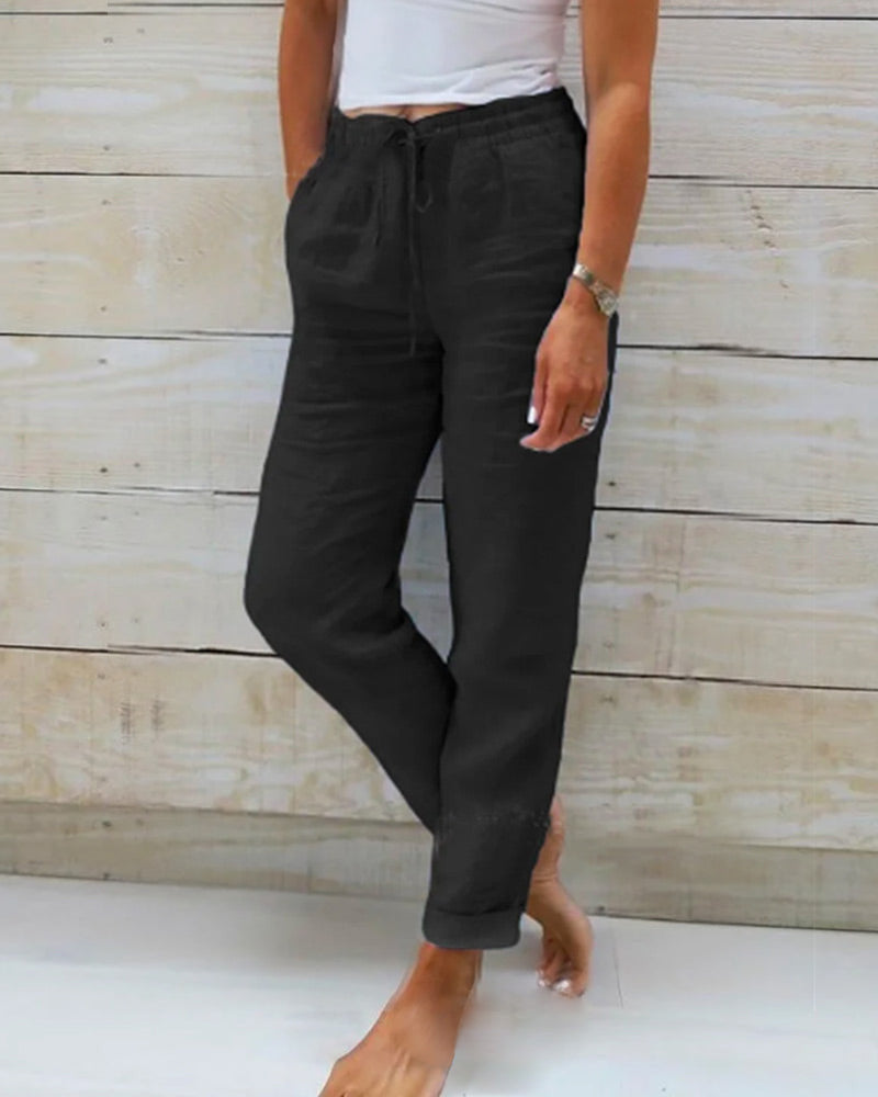 Allison | Pantalones sastre de lujo de algodón y lino