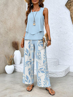 Alba | Elegante conjunto de top y pantalón con estampado floral