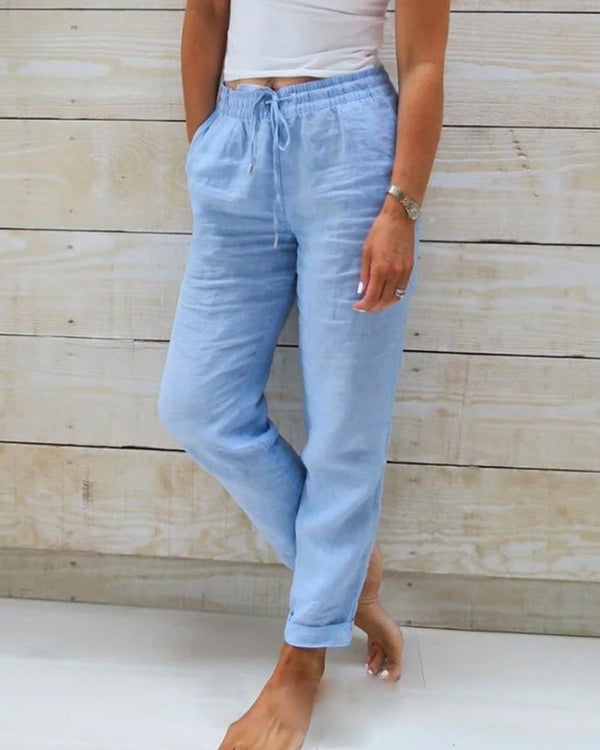 Allison | Pantalones sastre de lujo de algodón y lino