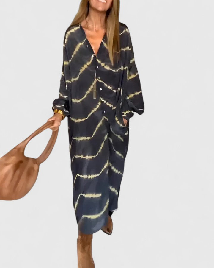 Amelie™ | Elegante vestido largo bohemio a rayas