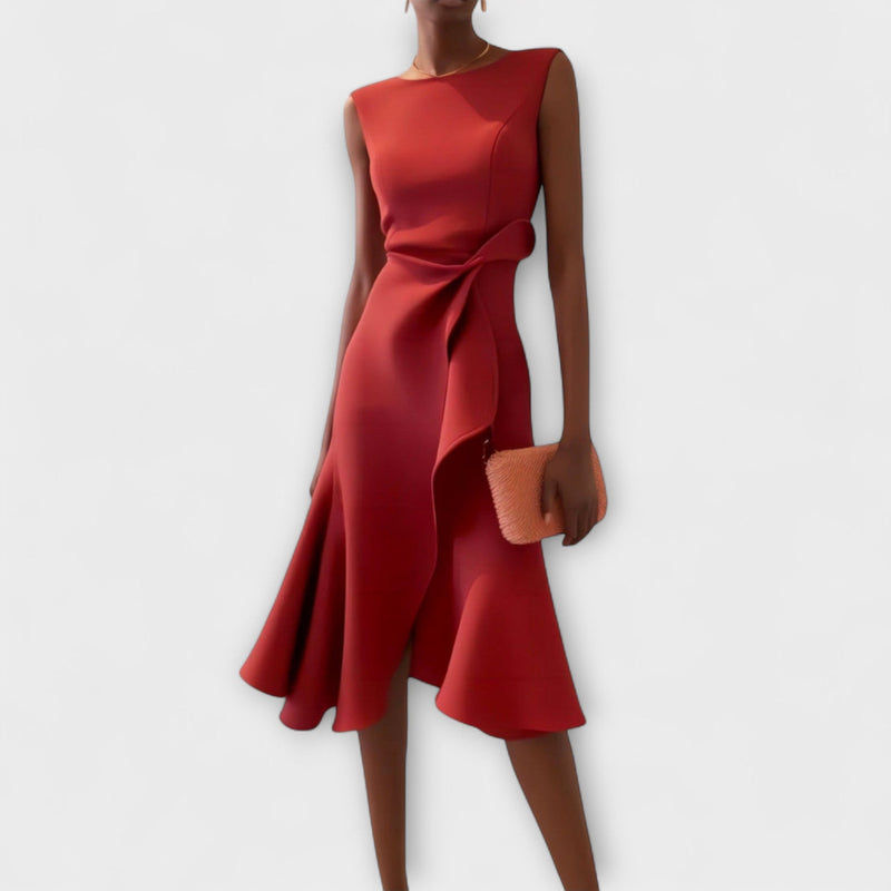Juliette – Vestido midi drapeado asimétrico