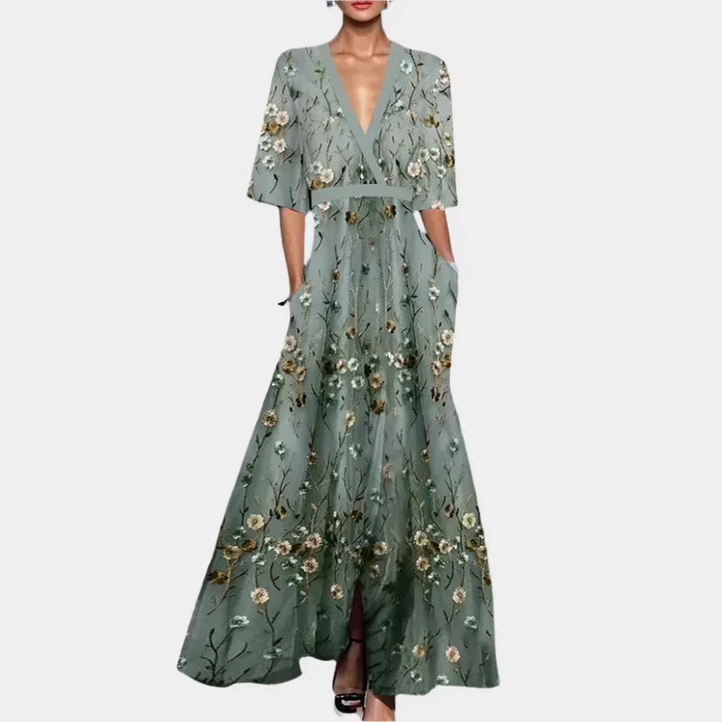 Vestido floral con escote en V