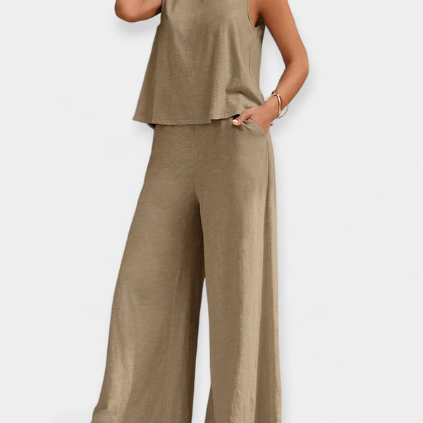 Conjunto de Top sin mangas y pantalón ancho