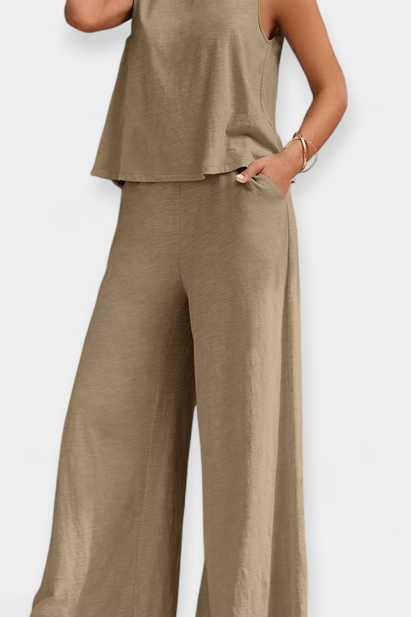 Conjunto de Top sin mangas y pantalón ancho