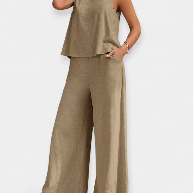 Conjunto de Top sin mangas y pantalón ancho