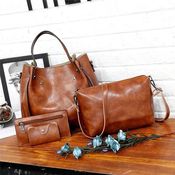 LUISE™ | Juego de 4 bolsos vintage de cuero ecológico