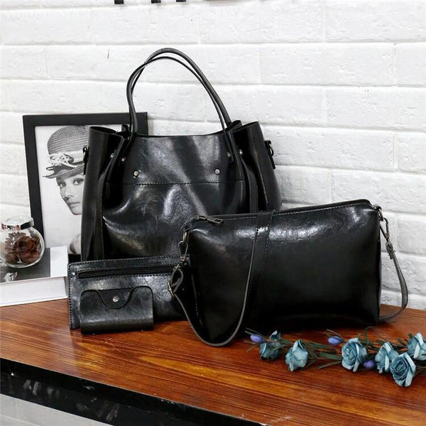 LUISE™ | Juego de 4 bolsos vintage de cuero ecológico