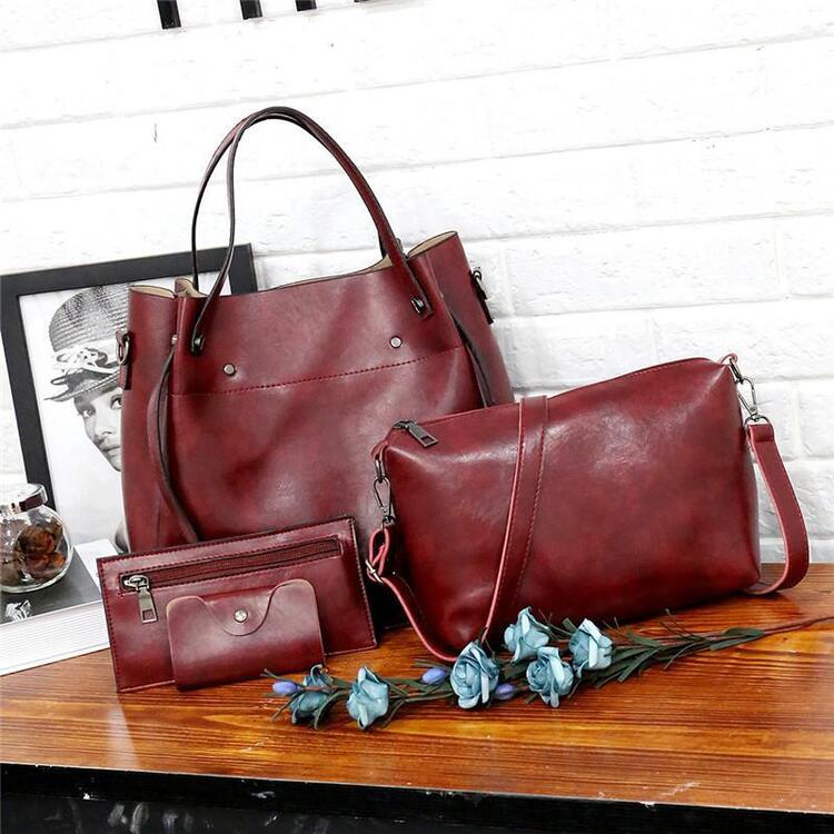 LUISE™ | Juego de 4 bolsos vintage de cuero ecológico