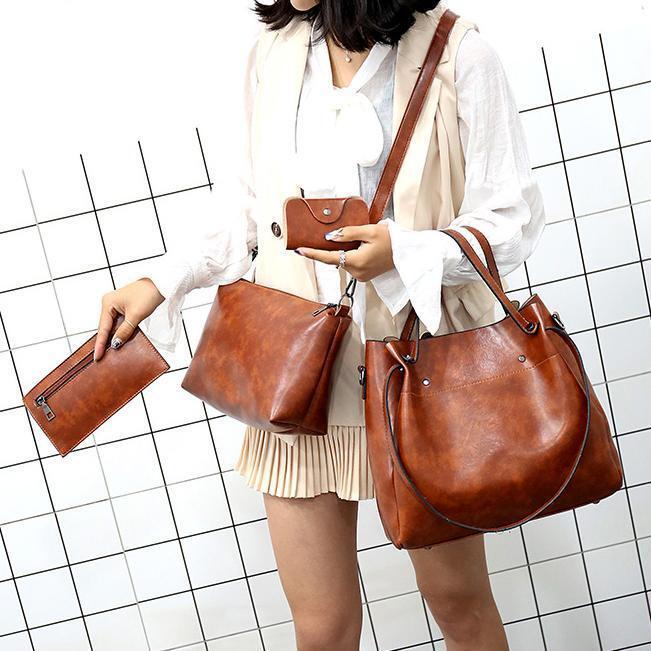 LUISE™ | Juego de 4 bolsos vintage de cuero ecológico