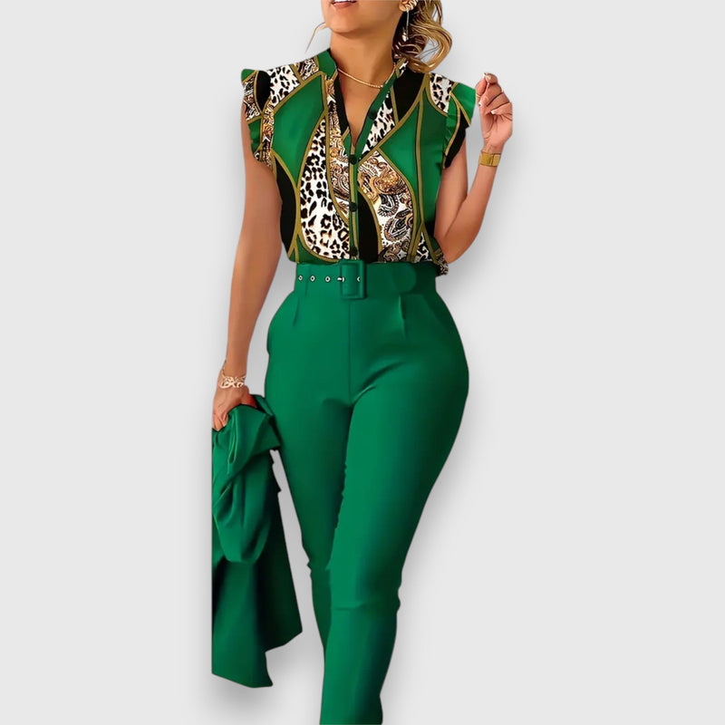 Conjunto de dos piezas con estampado de leopardo moderno