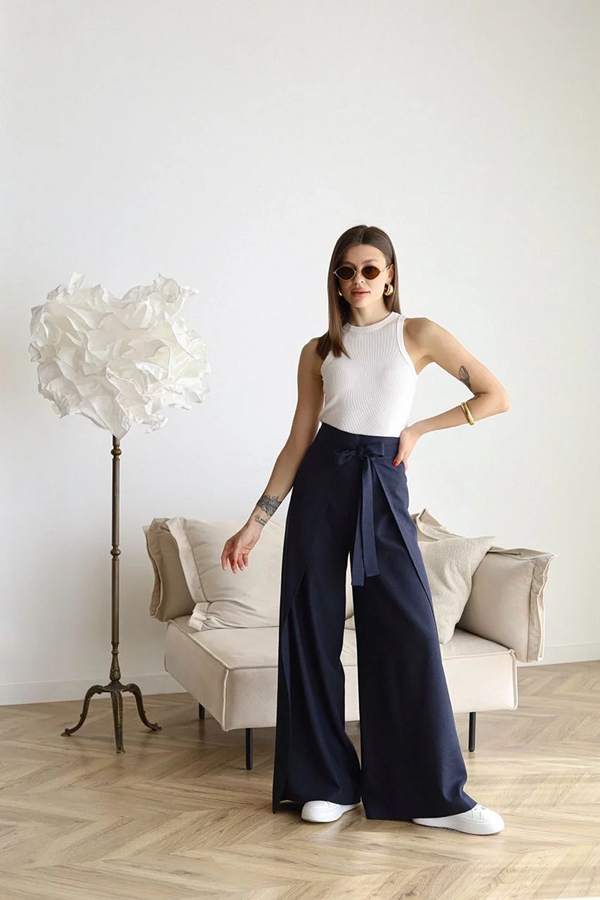 ARIANE – PANTALONES ANCHOS DE LINO PARA MUJER 