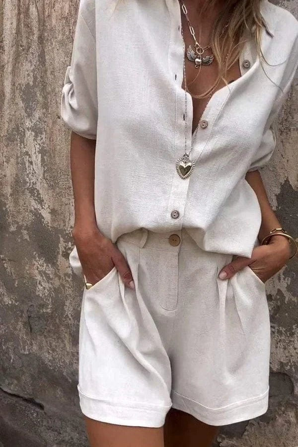 Linea | Conjunto informal de camisa y pantalones cortos de corte holgado