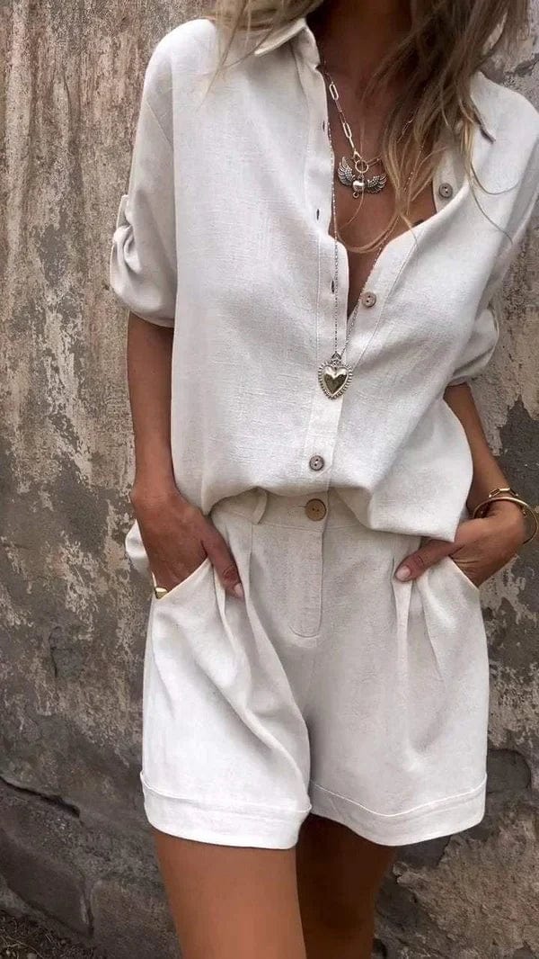 Linea | Conjunto informal de camisa y pantalones cortos de corte holgado