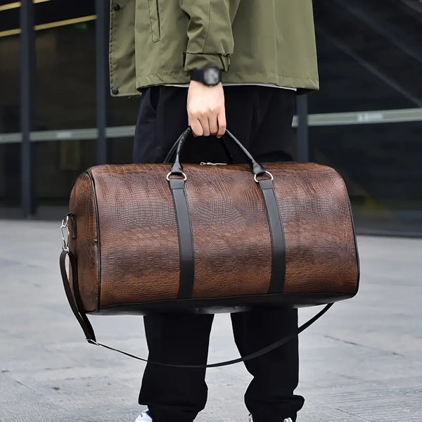 Lucas™ - Bolsa de lona con estampado de cocodrilo vintage