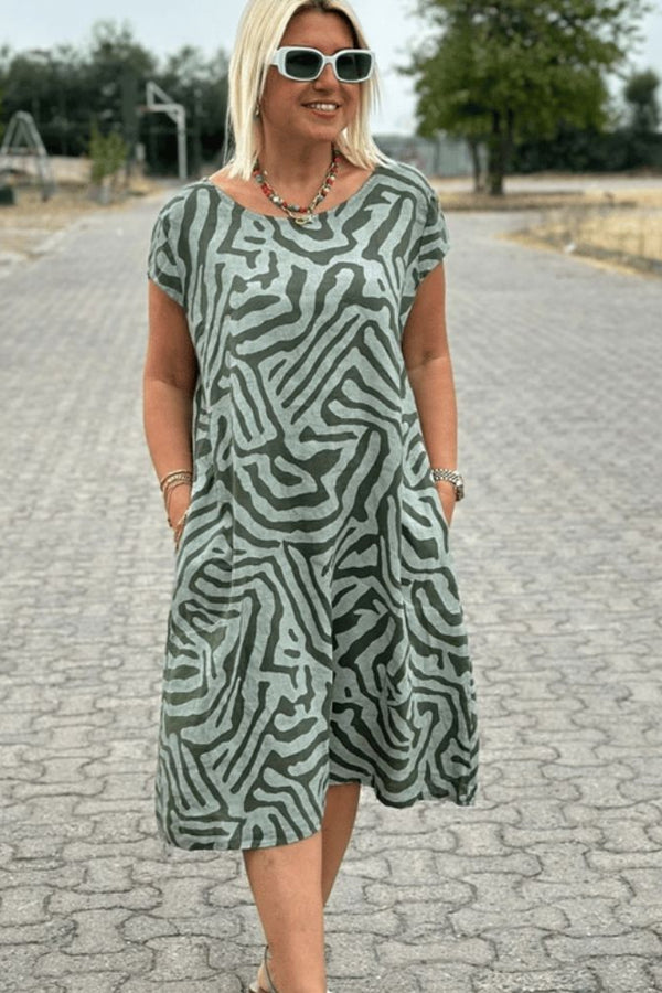 Nelia - Vestido de verano con cuello redondo y precioso estampado 