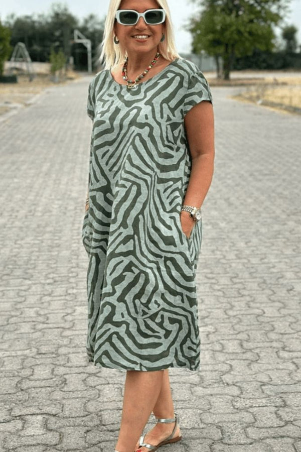 Nelia - Vestido de verano con cuello redondo y precioso estampado 