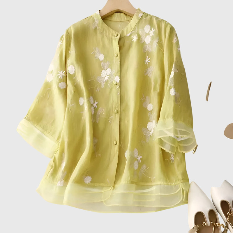 Nellie™ | Elegante top con flores bordadas