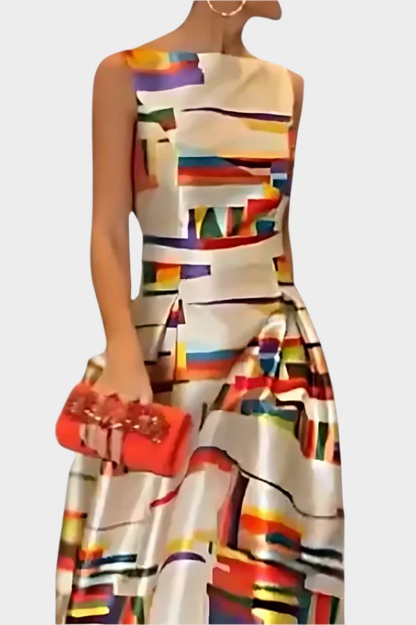 Vestido largo con tacto lineal y textura brillante