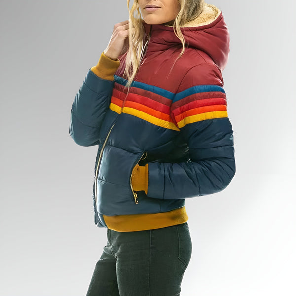 Marietta | Chaqueta con cremallera y rayas arcoíris 