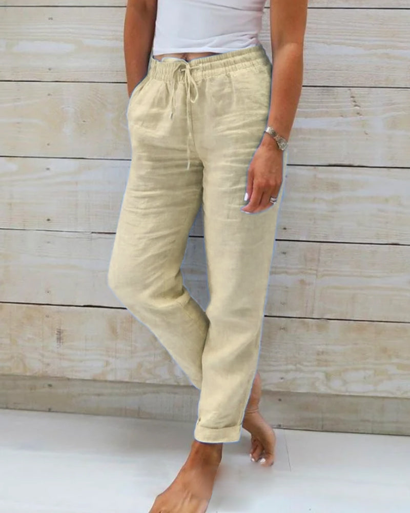 Allison | Pantalones sastre de lujo de algodón y lino