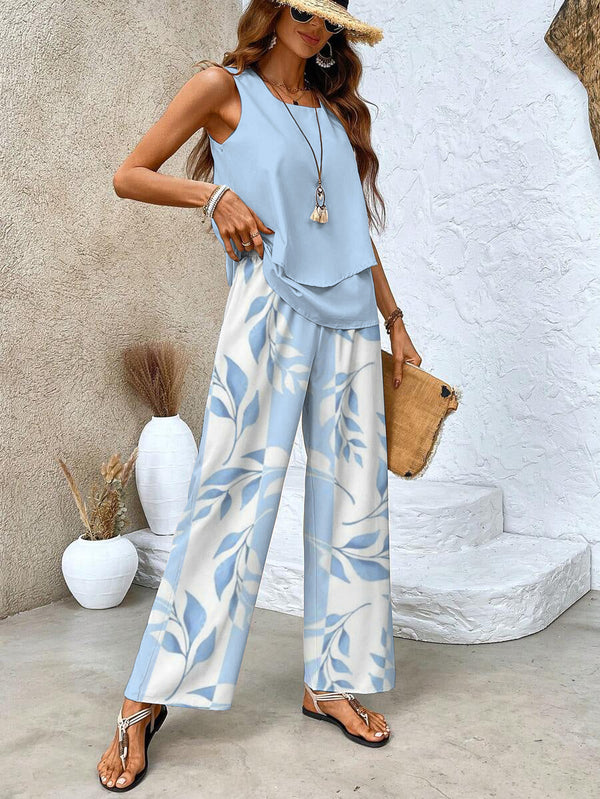 Alba | Elegante conjunto de top y pantalón con estampado floral