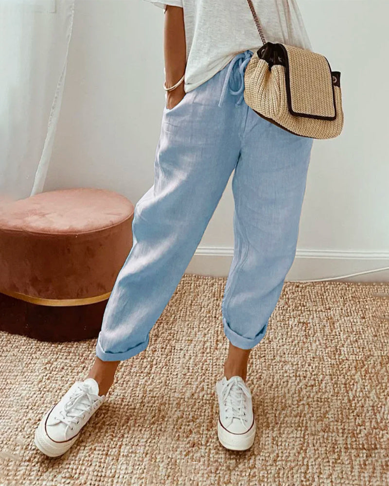 Ely | Pantalones de lino de lujo antisudor