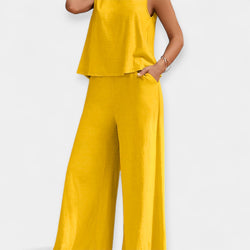 Conjunto de Top sin mangas y pantalón ancho