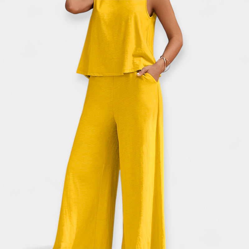 Conjunto de Top sin mangas y pantalón ancho