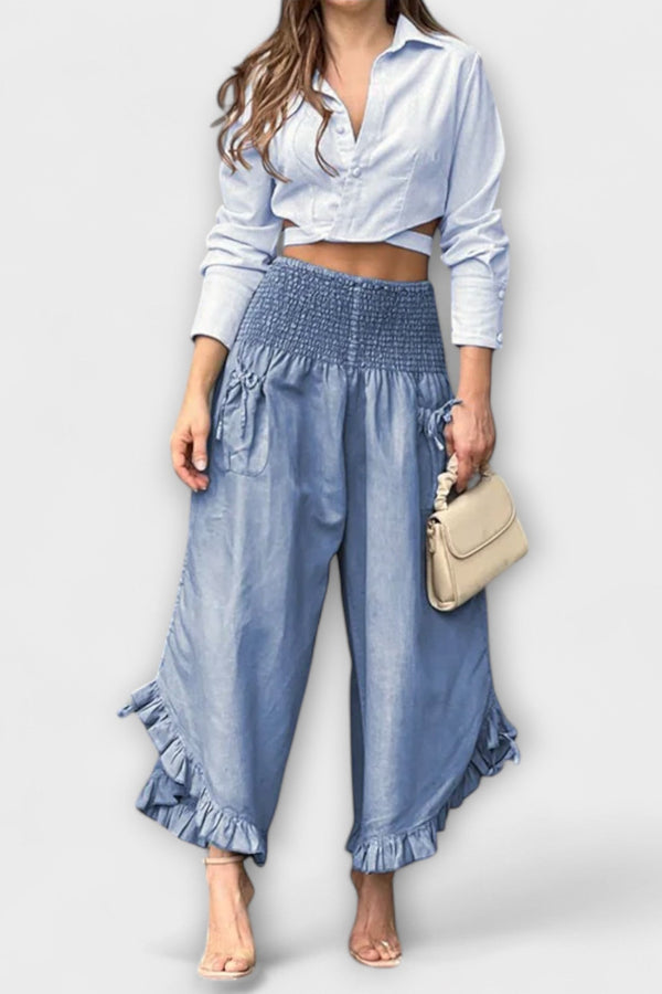 Pantalones de lino cómodos con pliegues modernos