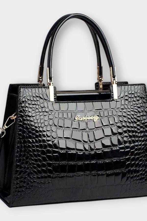 Olivia - Bolso de mano con estampado de cocodrilo brillante