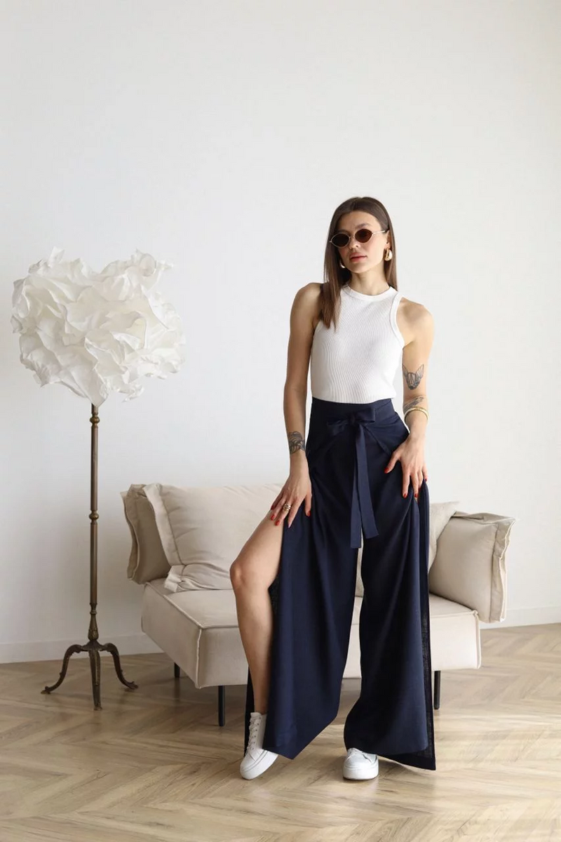 ARIANE – PANTALONES ANCHOS DE LINO PARA MUJER 