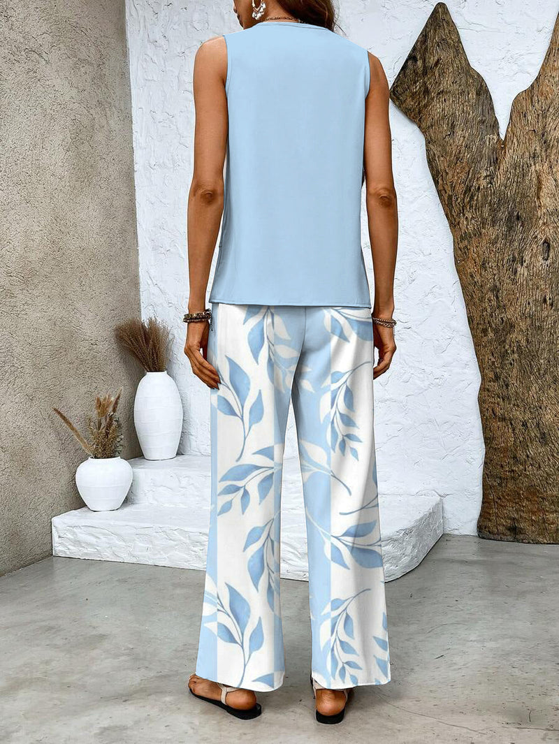 Alba | Elegante conjunto de top y pantalón con estampado floral