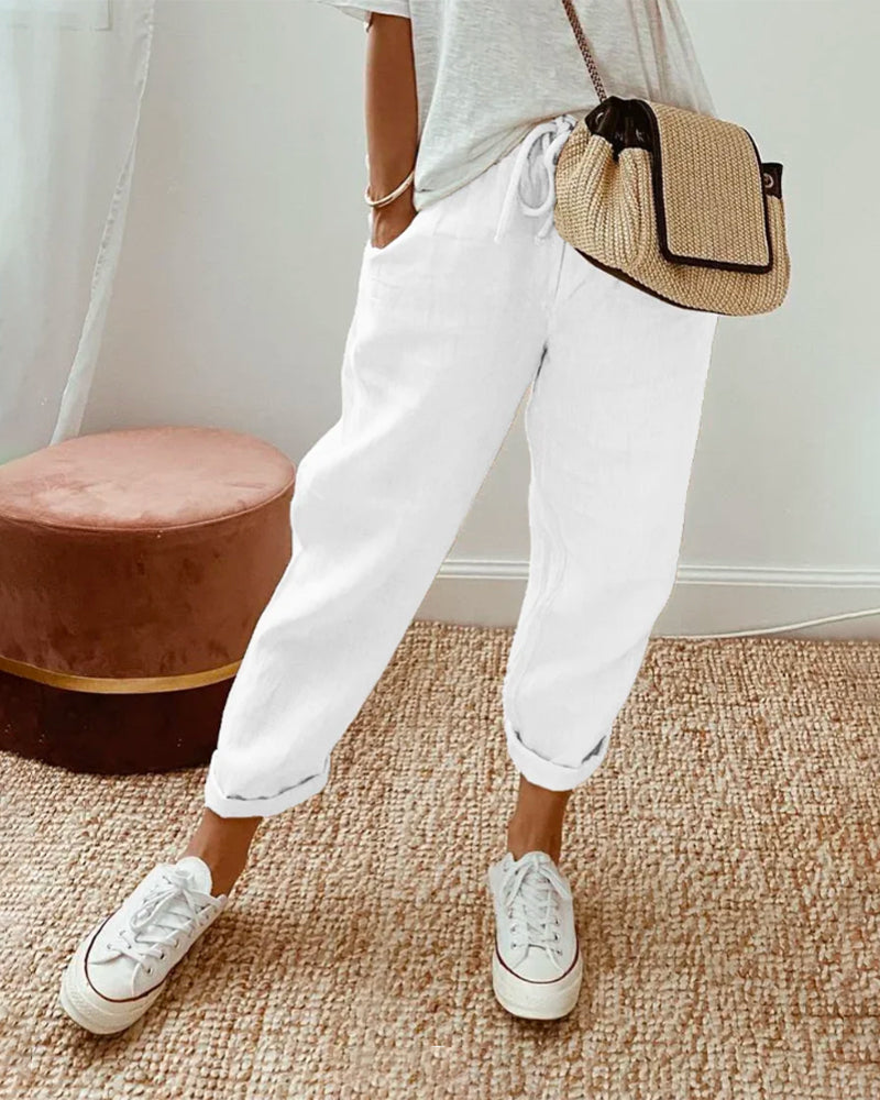 Ely | Pantalones de lino de lujo antisudor