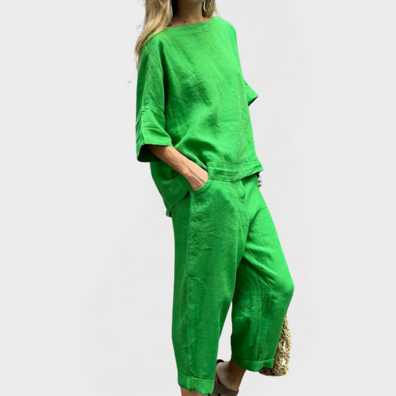 Conjunto de vestido con estampados naturales