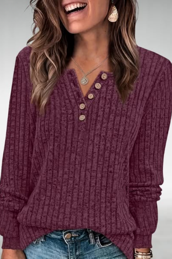 Melina | Top de punto acanalado con botones