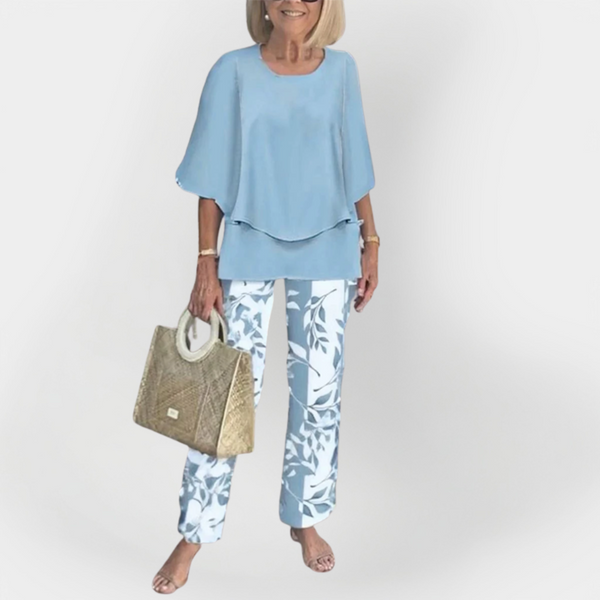 Conjunto elegante con top y pantalón cómodos