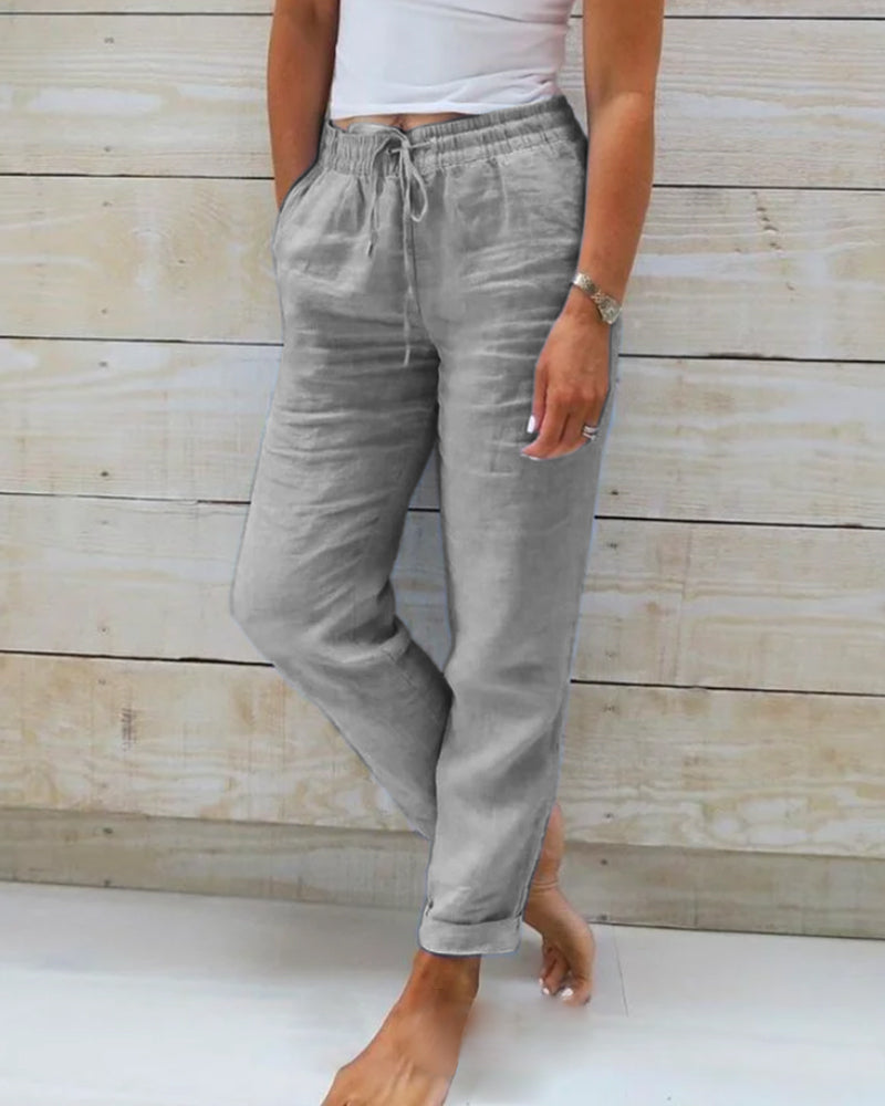 Allison | Pantalones sastre de lujo de algodón y lino